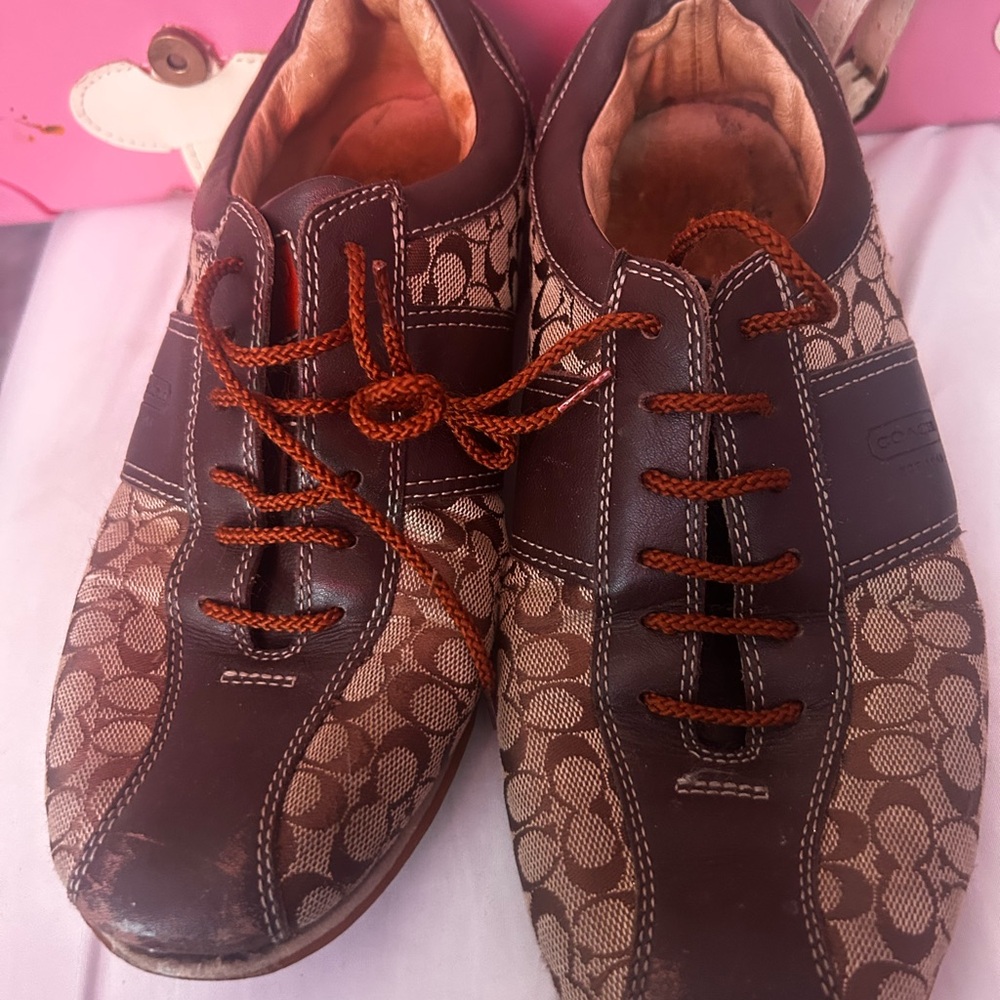 Coach Brown and Tan Signature Sneakers